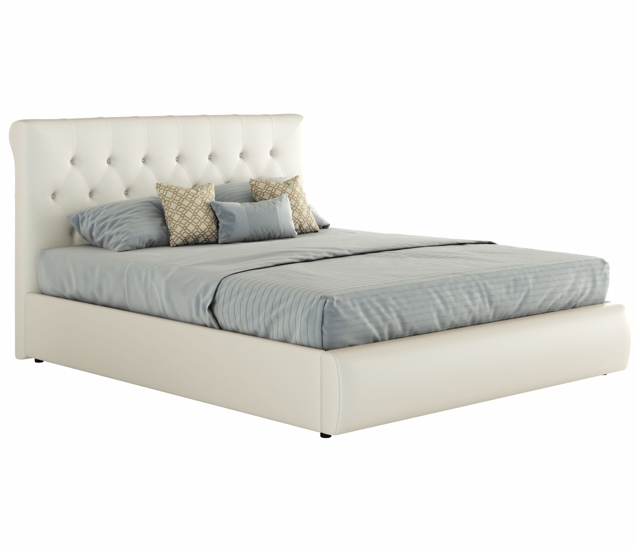 Мягкая интерьерная кровать "Амели" 1400 белая с матрасом АСТРА | МебельСТОК