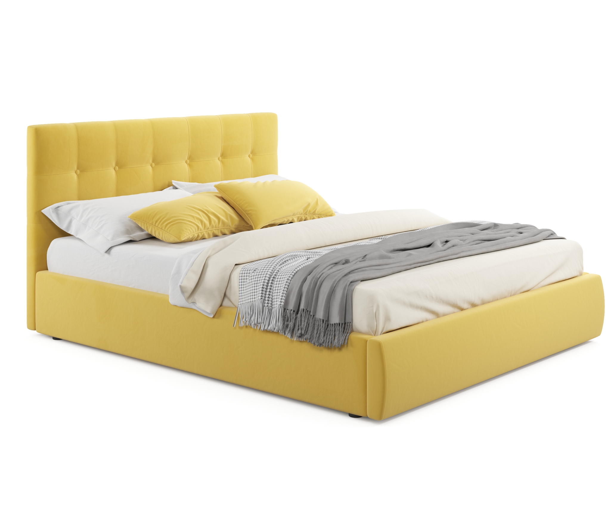 Купить мягкая кровать "selesta" 1600 желтая с матрасом гост с подъемным механизмом | ZEPPELIN MOBILI
