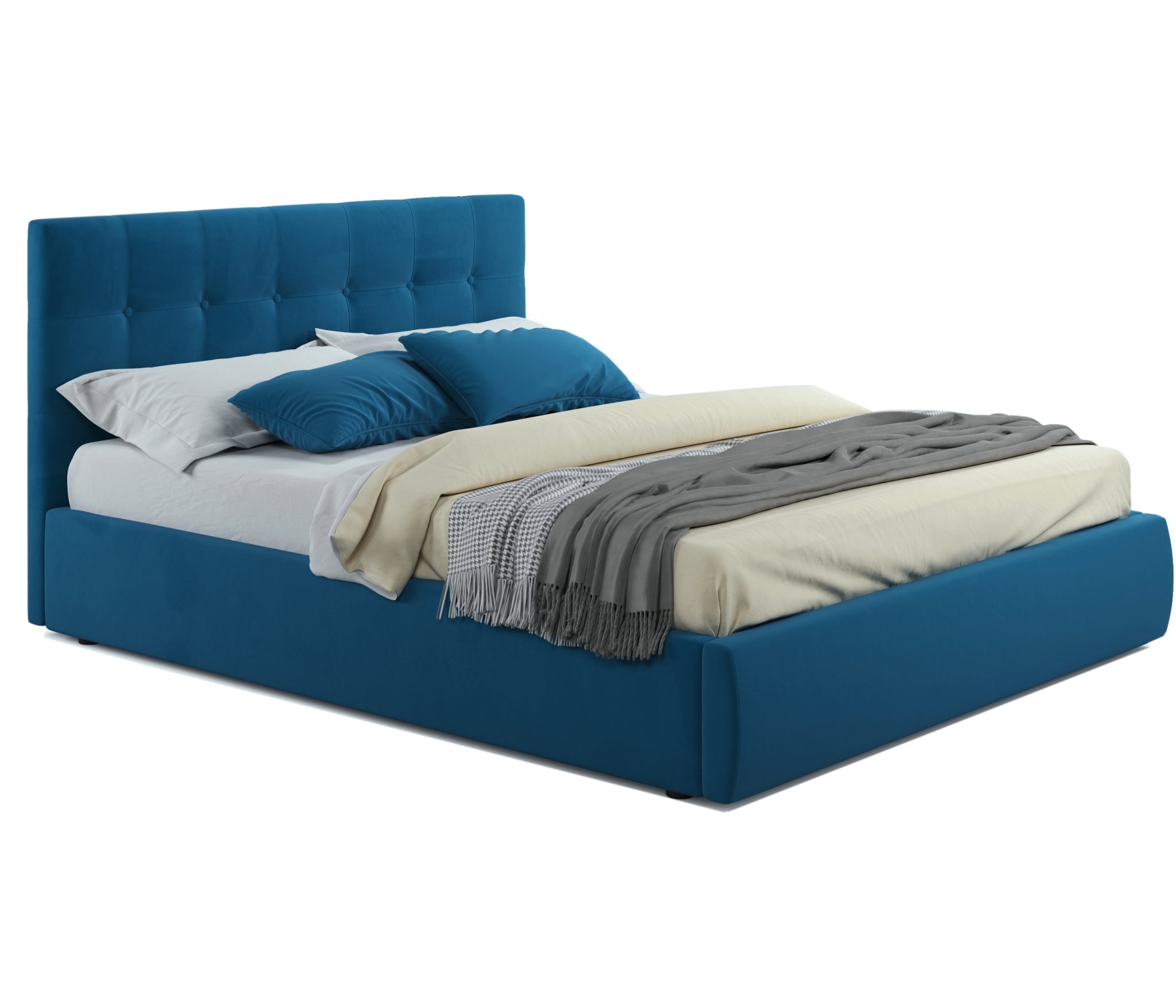 Купить мягкая кровать "selesta" 1400 синяя с ортопед.основанием с матрасом promo b cocos | ZEPPELIN MOBILI
