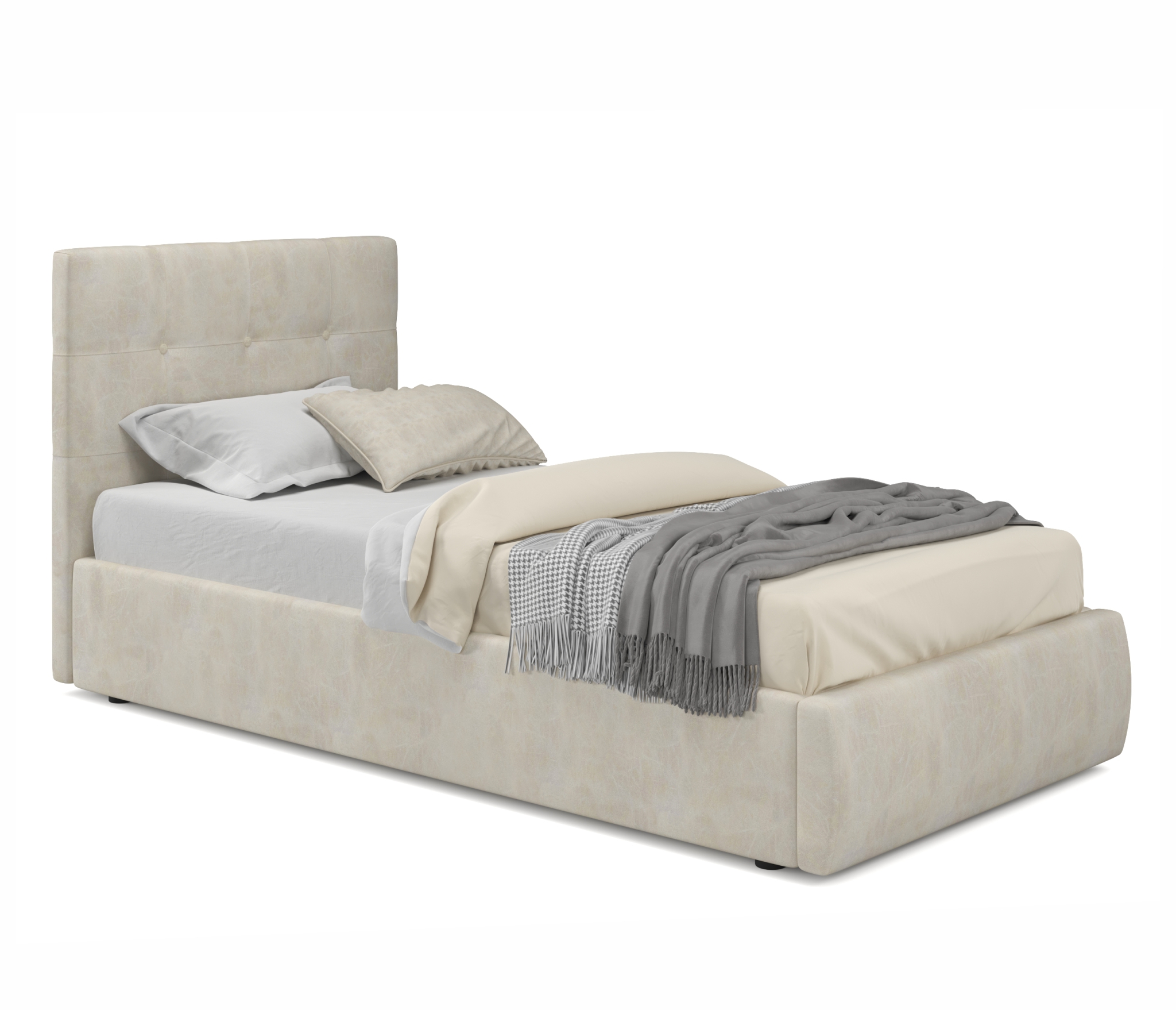 Купить мягкая кровать selesta 900 кожа кремовый с подъемным механизмом с матрасом гост | МебельСТОК
