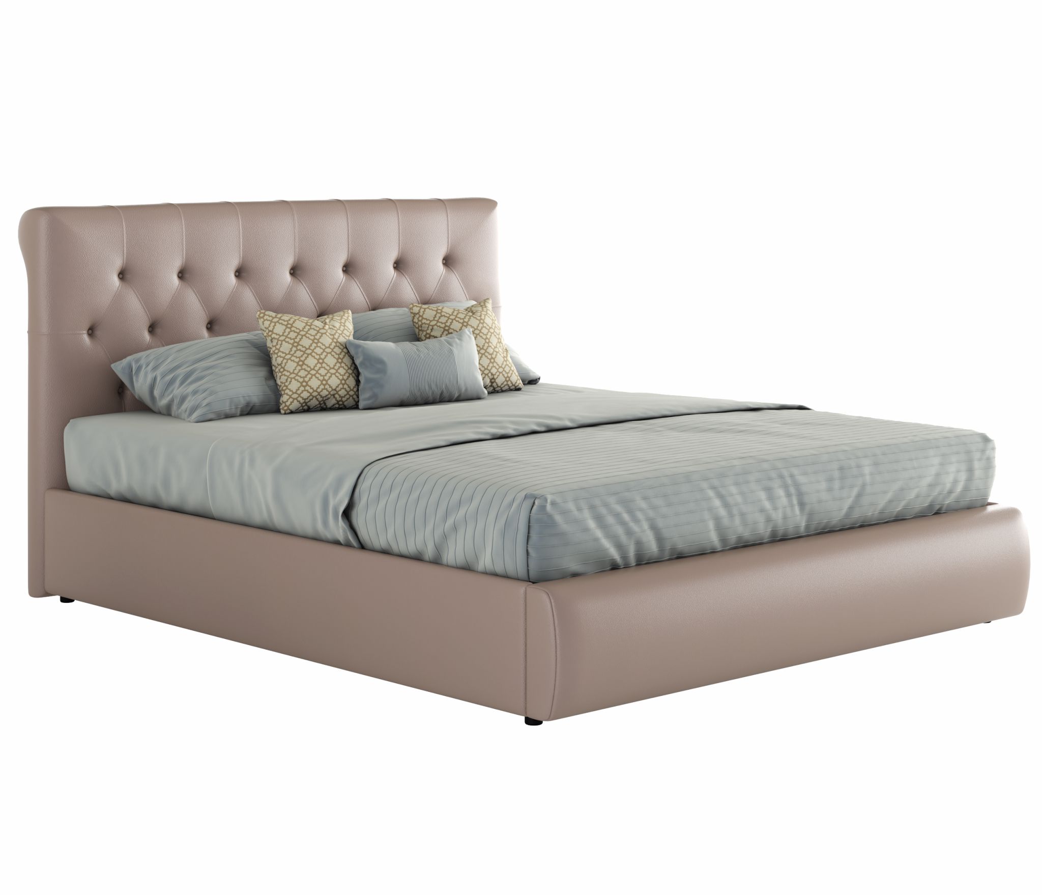 Мягкая интерьерная кровать "Амели" 1400 капучино с матрасом ГОСТ | МебельСТОК