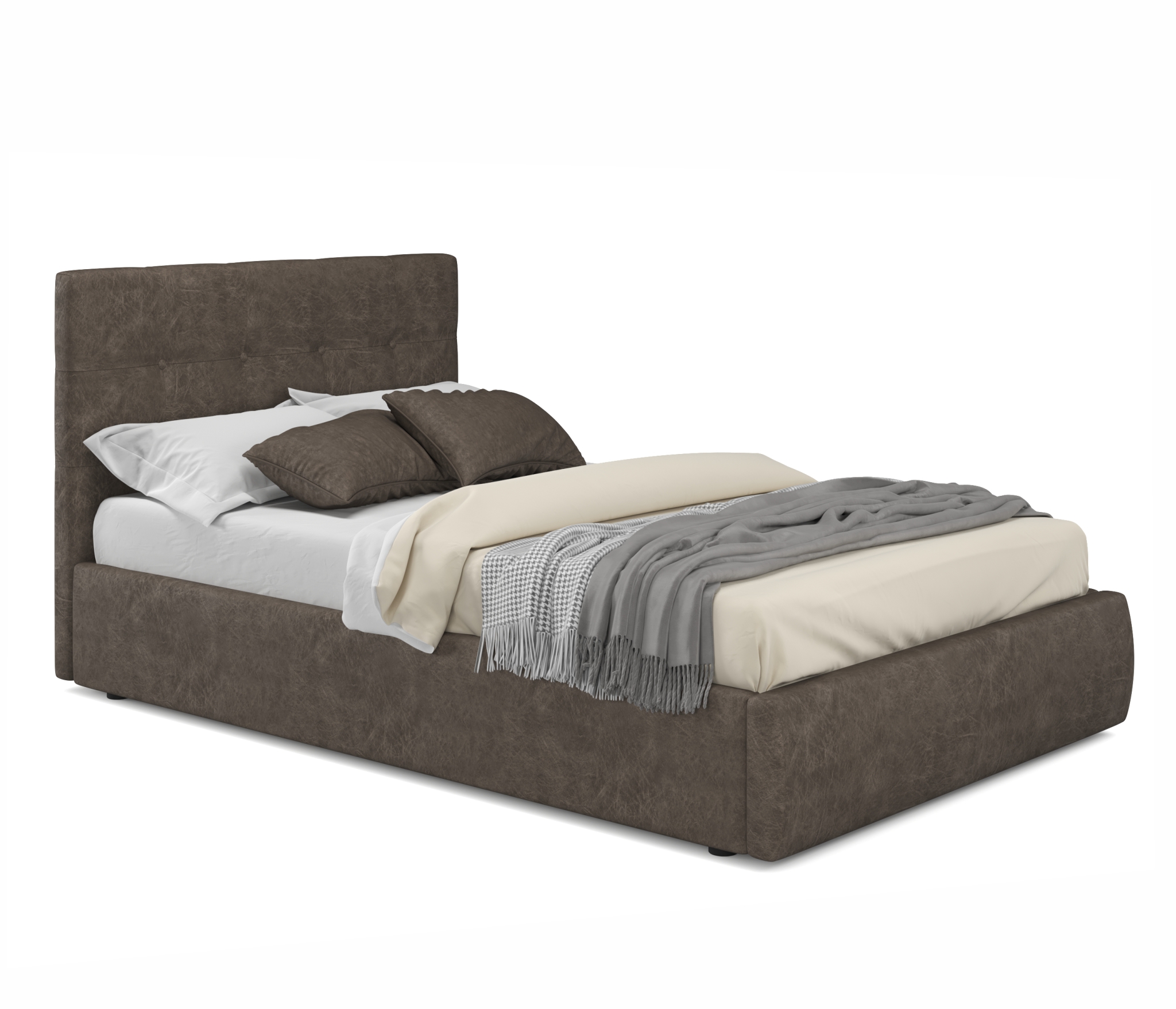 Купить мягкая кровать selesta 1200 кожа брауни с подъемным механизмом с матрасом гост | МебельСТОК