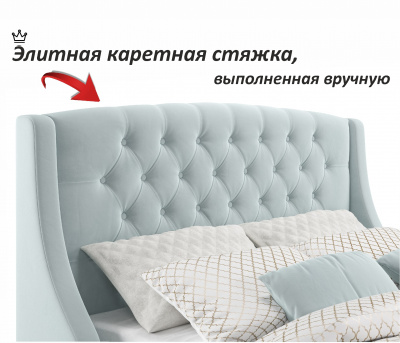 Купить мягкая кровать "stefani" 1600 мята пастель с ортопедическим основанием | МебельСТОК