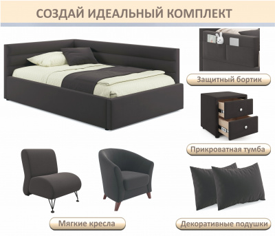 Купить мягкая кровать-тахта aura 1200 шоколад с подъемным механизмом | МебельСТОК