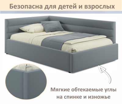 Купить мягкая кровать-тахта aura 900 серая с подъемным механизмом | МебельСТОК