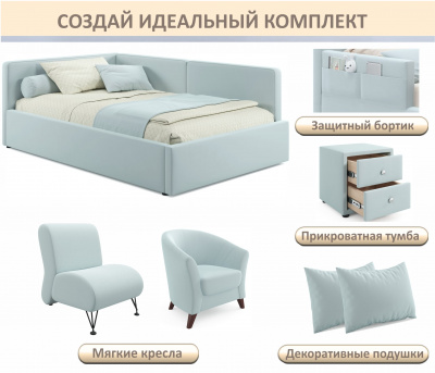 Купить мягкая кровать-тахта kapri 1200 мята пастель c подъемным механизмом | МебельСТОК