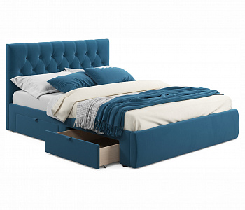 Купить мягкая кровать verona 1600 синяя с ящиками | МебельСТОК