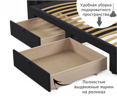 Купить мягкая кровать-тахта milena 1200 темная c ящиками | МебельСТОК