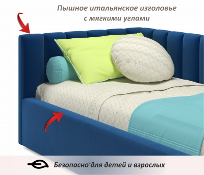 Купить мягкая кровать milena 900 синяя с подъемным механизмом и матрасом promo b cocos | МебельСТОК