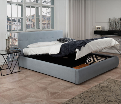 Купить мягкая кровать "selesta" 1600 серая с матрасо гост с подъемным механизмом | ZEPPELIN MOBILI