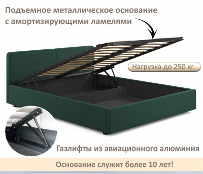 Купить мягкая кровать erika 1600 изумруд с подъемным механизмом | МебельСТОК