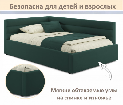 Купить мягкая кровать-тахта aura 1200 изумруд с подъемным механизмом | МебельСТОК