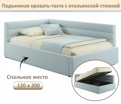 Купить мягкая кровать-тахта aura 1200 мята пастель с подъемным механизмом | МебельСТОК