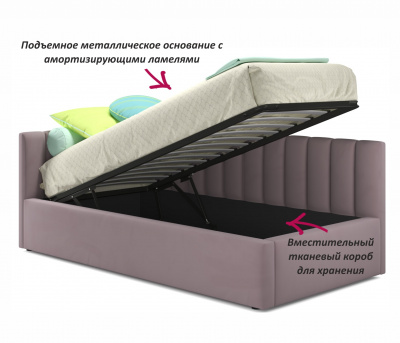 Купить мягкая кровать milena 900 лиловая с подъемным механизмом и матрасом гост | МебельСТОК