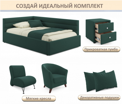 Купить мягкая кровать-тахта aura 1200 изумруд с подъемным механизмом | МебельСТОК