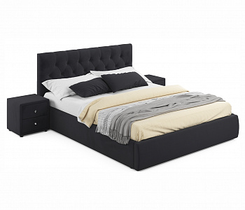 Купить мягкая кровать с тумбами verona 1600 темная с подъемным механизмом | МебельСТОК