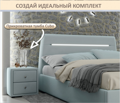 Купить мягкая кровать neo с подсветкой и подъемным механизмом мята пастель | МебельСТОК