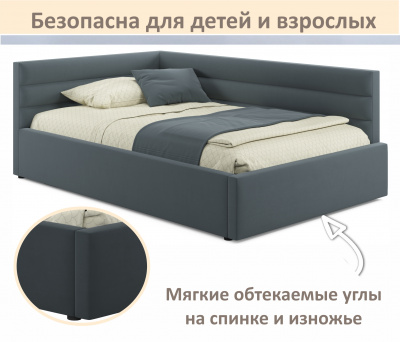 Купить мягкая кровать-тахта aura 1200 маренго темно-серая с подъемным механизмом | МебельСТОК
