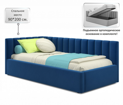 Купить мягкая кровать milena 900 синяя с подъемным механизмом | МебельСТОК