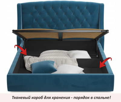 Купить мягкая кровать "stefani" 1600 синяя с подъемным механизмом | ZEPPELIN MOBILI