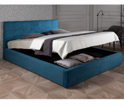 Купить мягкая кровать "selesta" 1800 синяя с матрасом астра с подъемным механизмом | ZEPPELIN MOBILI