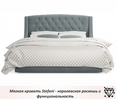 Купить мягкая кровать "stefani" 1600 серая с подъемным механизмом | ZEPPELIN MOBILI