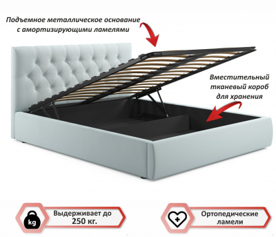 Купить мягкая кровать verona 1800 мята пастель с подъемным механизмом | МебельСТОК
