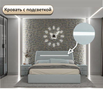Купить мягкая кровать neo с подсветкой и подъемным механизмом мята пастель | МебельСТОК