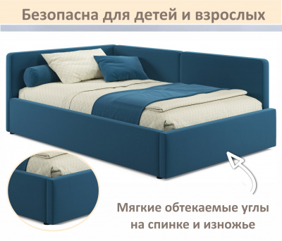 Купить мягкая кровать-тахта kapri 1200 синяя c подъемным механизмом | МебельСТОК