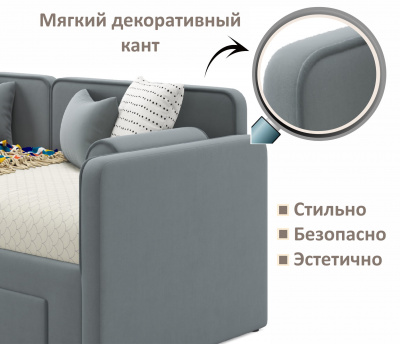 Купить мягкая кровать эмили 900 c ящиками серая | МебельСТОК