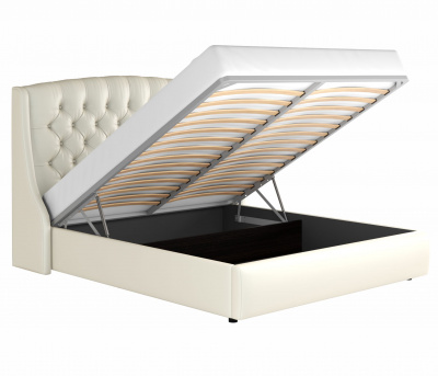 Мягкая кровать "Стефани" 1600 белая с подъемным механизмом с матрасом PROMO B COCOS | МебельСТОК