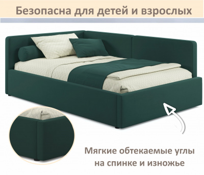 Купить мягкая кровать-тахта kapri 1200 изумруд c подъемным механизмом | МебельСТОК