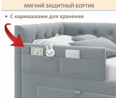 Купить мягкий защитный бортик серый | МебельСТОК