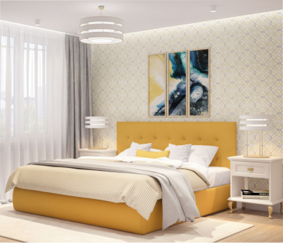 Купить мягкая кровать "selesta" 1400 желтая с подъемным механизмом | ZEPPELIN MOBILI