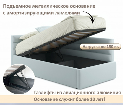 Купить мягкая кровать-тахта aura 900 мята пастель с подъемным механизмом | МебельСТОК