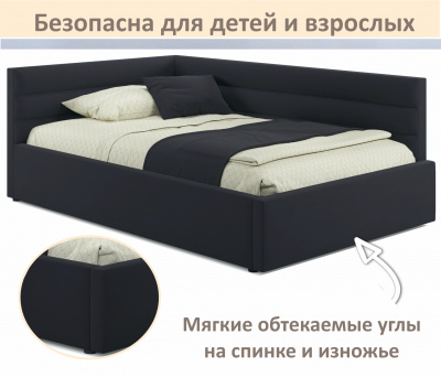 Купить мягкая кровать-тахта aura 1200 черная с подъемным механизмом | МебельСТОК