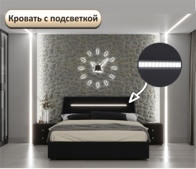 Купить мягкая кровать neo с подсветкой и подъемным механизмом темная | МебельСТОК