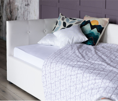 Купить односпальная кровать-тахта bonna 900 белый с подъемным механизмом и матрасом гост | ZEPPELIN MOBILI