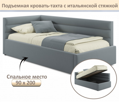 Купить мягкая кровать-тахта aura 900 серая с подъемным механизмом | МебельСТОК