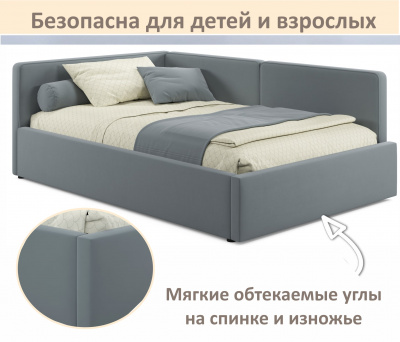 Купить мягкая кровать-тахта kapri 1200 серая c подъемным механизмом | МебельСТОК