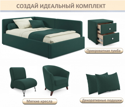 Купить мягкая кровать-тахта kapri 1200 изумруд c подъемным механизмом | МебельСТОК