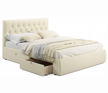 Купить мягкая кровать verona 1600 бежевая с ящиками | МебельСТОК