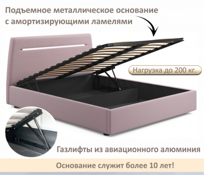 Купить мягкая кровать neo с подсветкой и подъемным механизмом лиловая | МебельСТОК