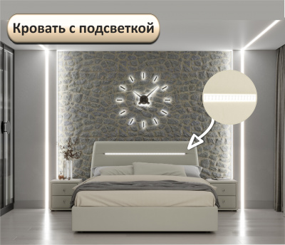 Купить мягкая кровать neo с подсветкой и подъемным механизмом бежевая | МебельСТОК