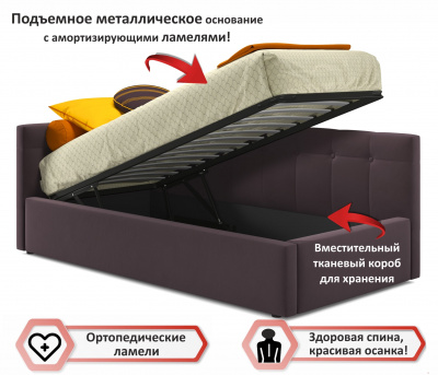 Купить односпальная кровать-тахта bonna 900 шоколад с подъемным механизмом и матрасом promo b cocos | МебельСТОК