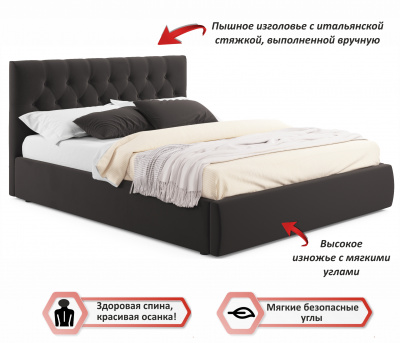 Купить мягкая кровать с тумбами verona 1600 шоколад с подъемным механизмом | МебельСТОК
