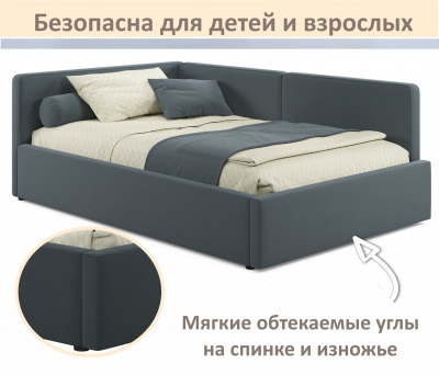 Купить мягкая кровать-тахта kapri 1200 маренго темно-серый c подъемным механизмом | МебельСТОК