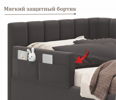 Купить мягкая кровать milena с бортиком 900 шоколад с подъемным механизмом | МебельСТОК