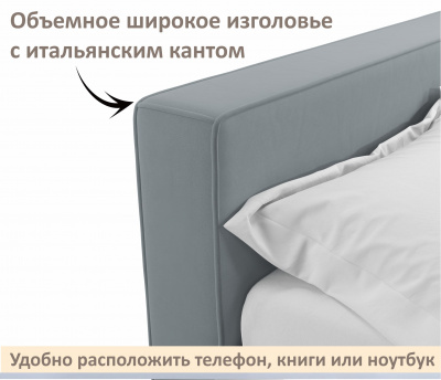 Купить мягкая кровать skandi 1600 серая с подъемным механизмом | МебельСТОК