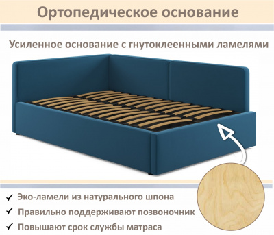 Купить мягкая кровать-тахта kapri 1200 синяя c подъемным механизмом | МебельСТОК